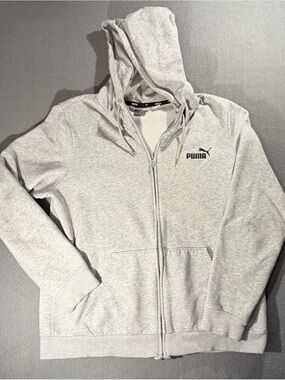 Puma Light Gray Zip-Up Hoodie with Logo